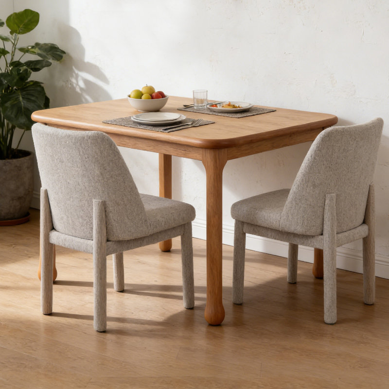 Ensemble de 2 chaises de salle à manger rembourrées modernes entièrement recouvertes en chenille, Beige, 2