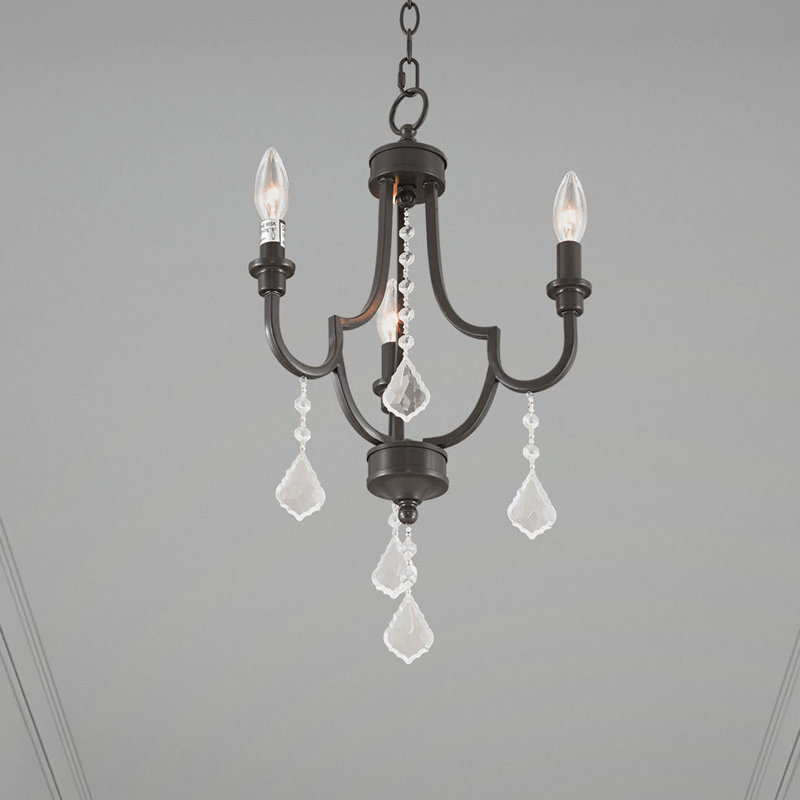 Lustre classique à 3 lumières de style bougie avec détails en cristal Danaleigh, Bronze anglais