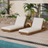 Patio Adjustable Acacia Wood Chaise Lounge With Removable Cushion