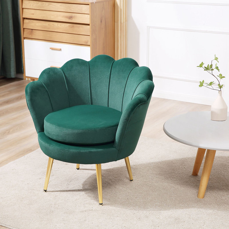 Fauteuil club de loisirs moderne en tissu de velours avec pieds dorés