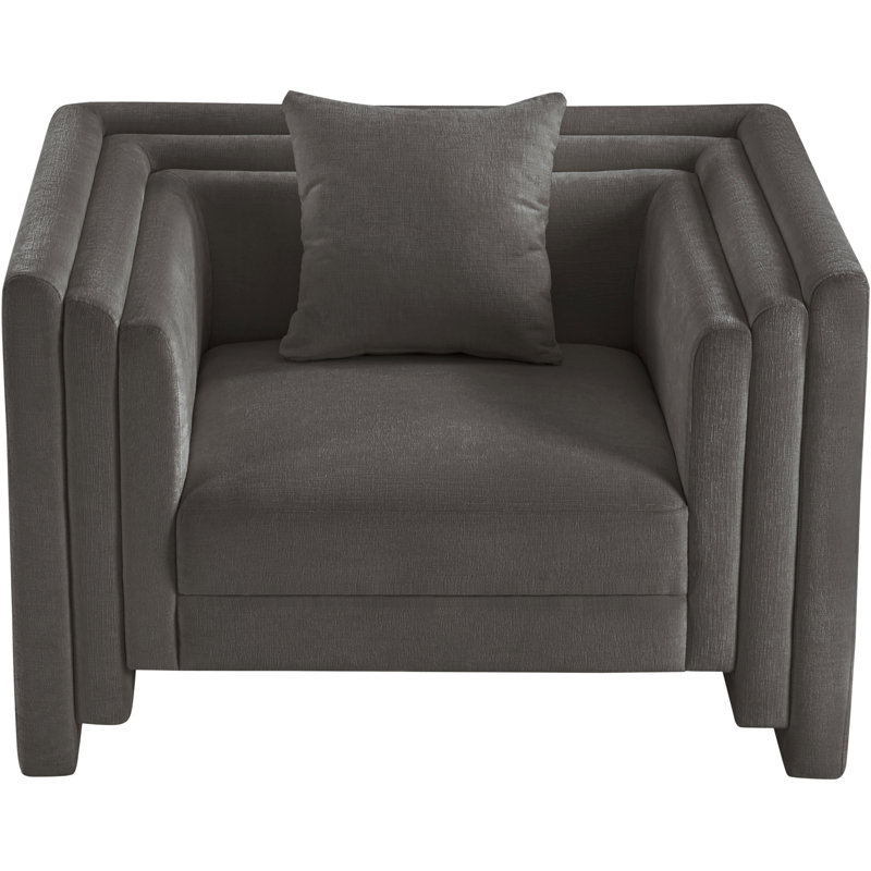 Everett Jalice Chenille Fabric Upholstered Chair, Gray Chenille Fabric