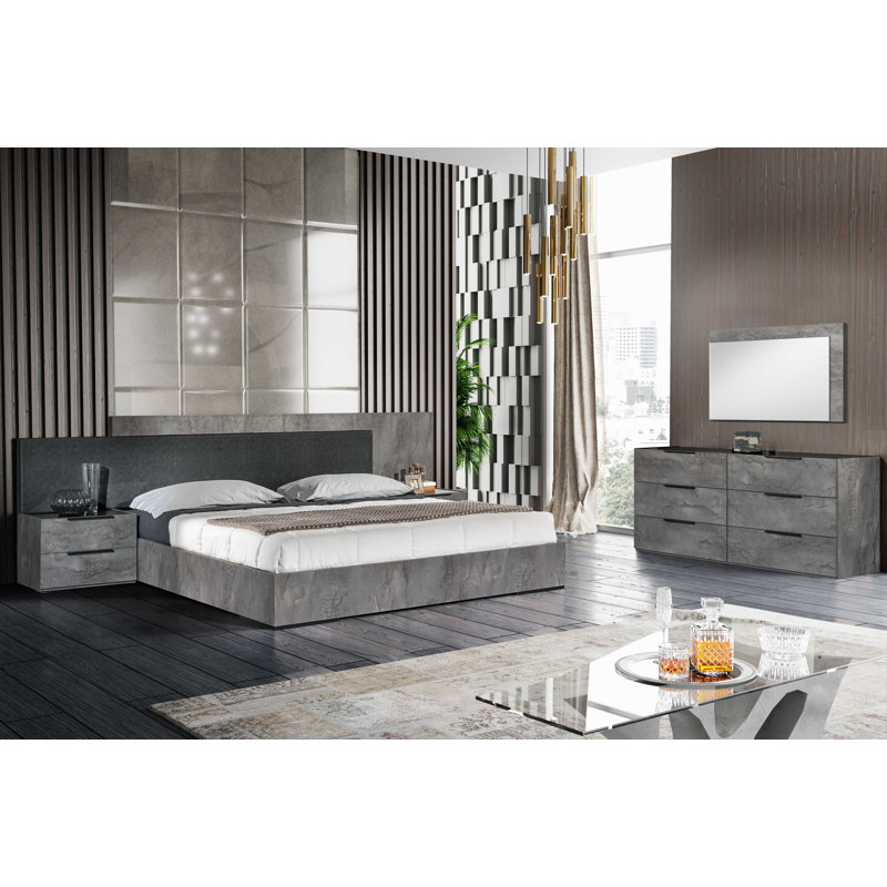 Ensemble de chambre configurable avec lit plateforme très grand 5 pièces Russa California