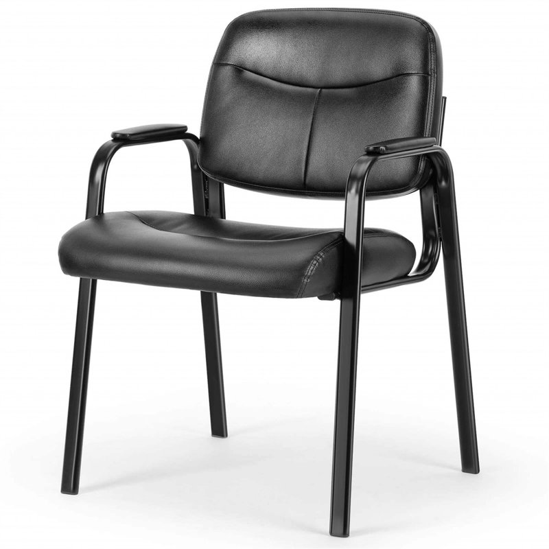 Chaise d'appoint avec structure en fer, revêtement en similicuir, accoudoirs inclus