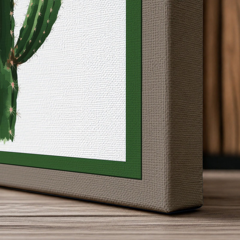 Saguaro Specimen Botanical - Wrapped Canvas, 36x24 - 91.4 x 61.0 cm, Taupe Border