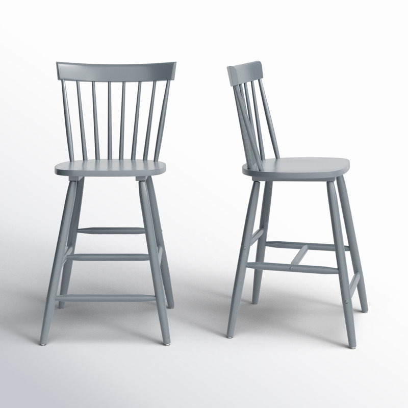 Stacee Solid Wood Bar & Counter Stool, Gray, Counter Stool (24" Seat Height)