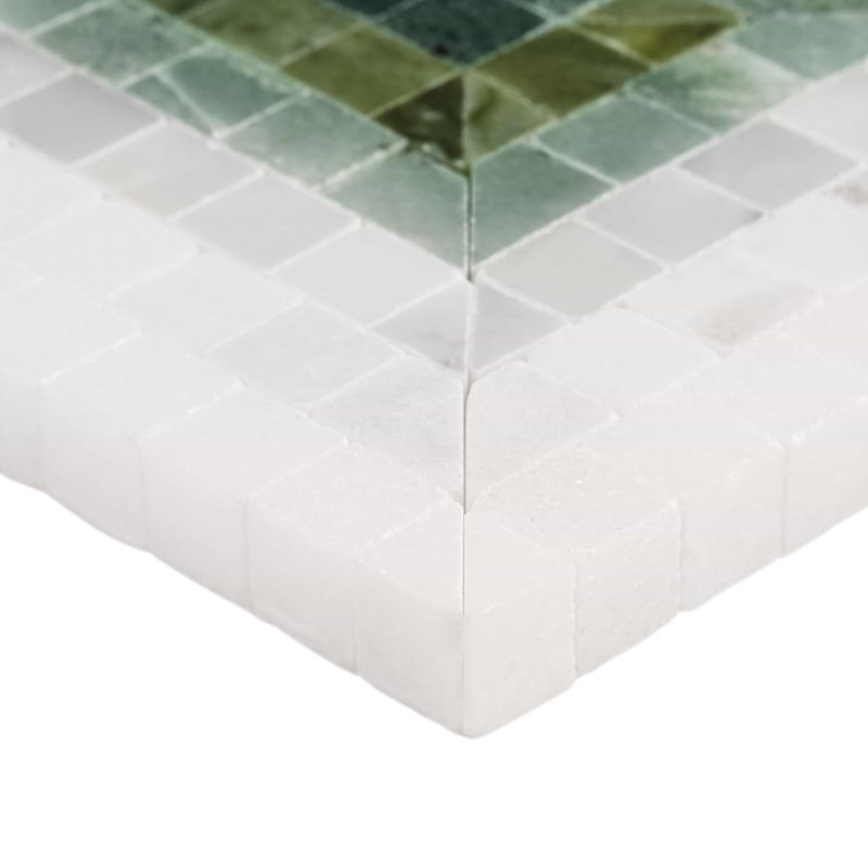 Ako 4x9 Rectangle Marble Micro Mosaic Tile, Verde Green