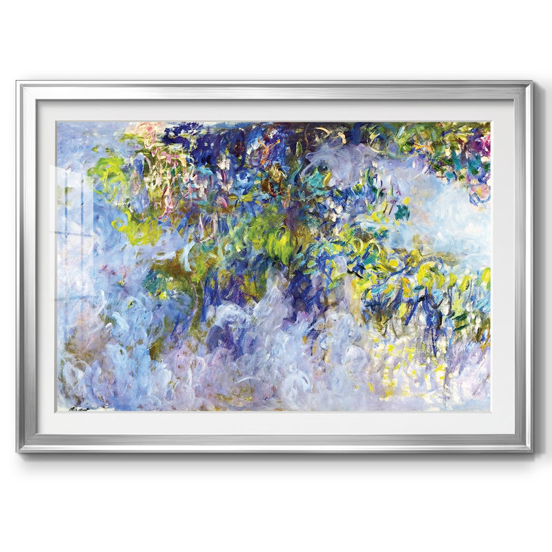 Wisteria, 1919, reproduction encadrée avec biseauté mat et verre, Argent, H 30 po x l 44 po x P 1,5 po
