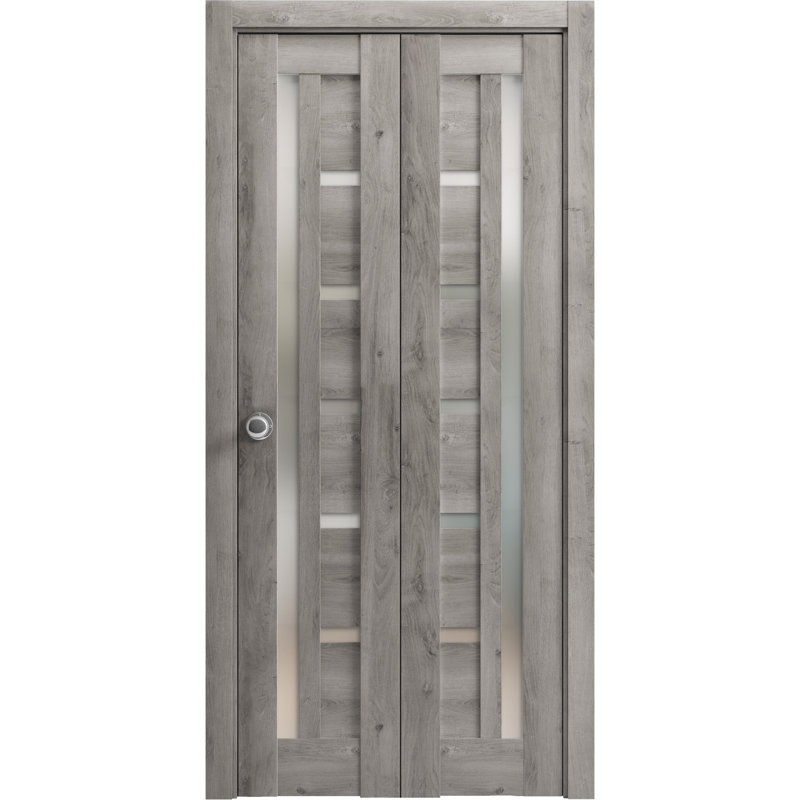 Porte pliante à panneaux en bois Quadro, 60 po x 84 po, Gris Nebraska
