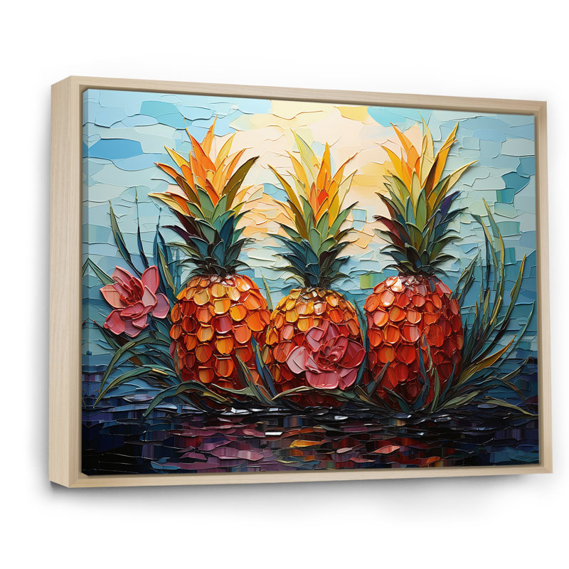 Pineapple Pond, mosaïque sur toile, Cadre flottant naturel, H 24 po x l 32 po x P 1 po