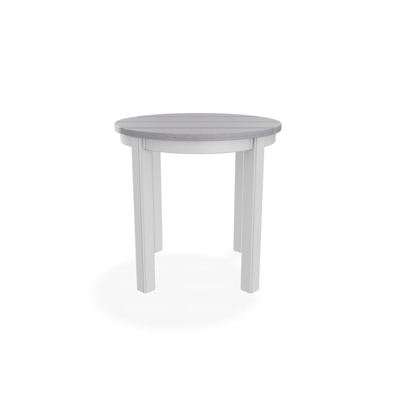 Outdoor Round Side Table, Gray/White