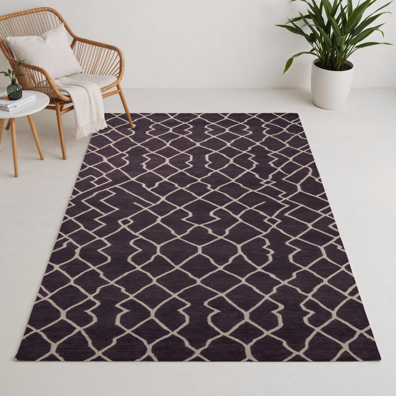 Tapis mauve intérieur et extérieur Trellis, Rectangulaire 3 pi x 5 pi