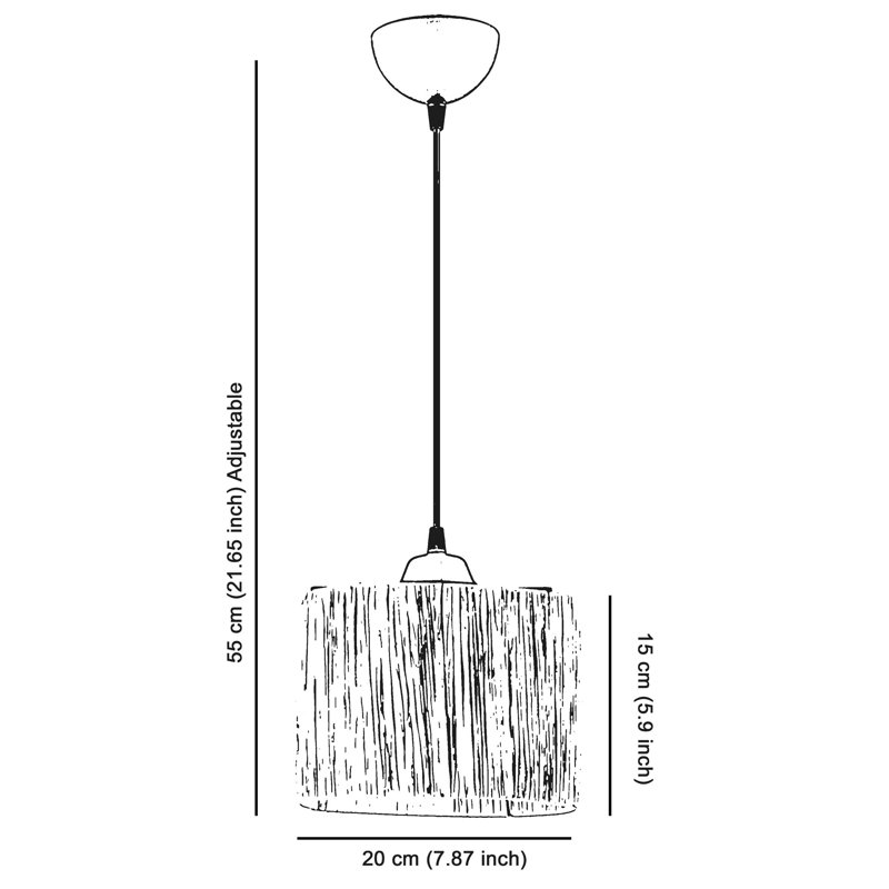 Elegant Metal Chandelier with Raffia Cap, Total Height 21.7 Inches | CE Certified, E27 Socket (Max 60W) | Natural Color, Perfect for Living Room & Dining Room Décor, Stylish and Functional Lighting Solution