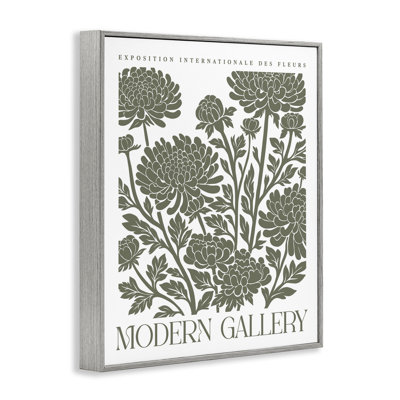 Moss Green Floral Gallery Framed Giclee Art, design by Lettered and Lined