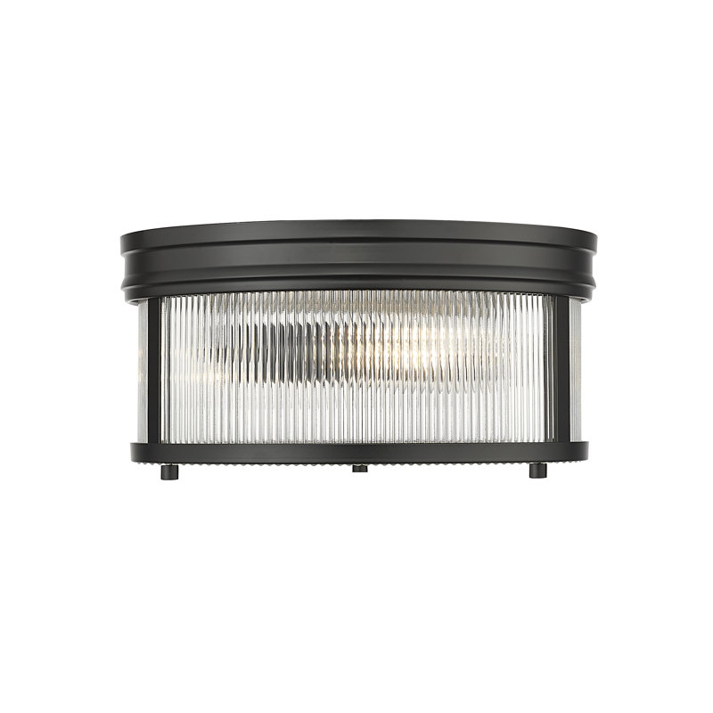 Swati Glass Flush Mount, 6.5" H x 13" W x 13" D, Matte Black