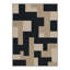 Tapis noir / beige à motif géométrique lavable à la machine avec envers antidérapant-1740987192