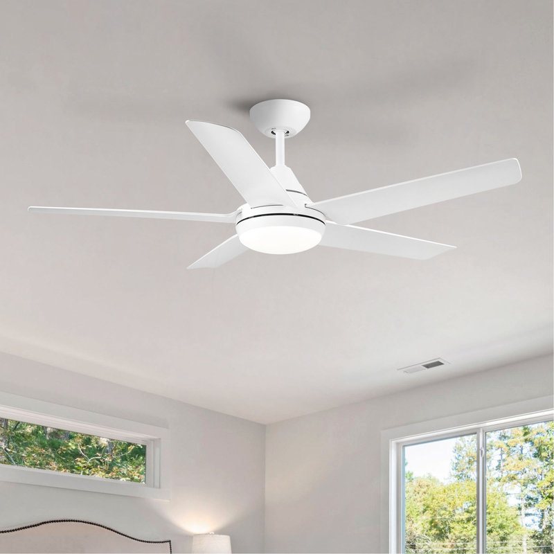 Ventilateur de plafond à DEL intégré 48 po avec pales en ABS blanc