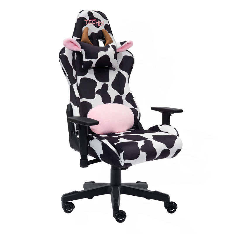 Fauteuil de jeu avec coussin, confortable et élégant pour jouer et travailler, Noir, Noir / blanc