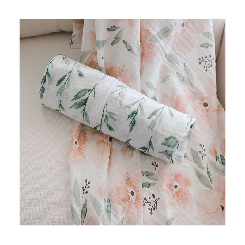 2-Pack 100% Cotton Swaddle, Soft and Durable Floral Pattern by Crane Baby