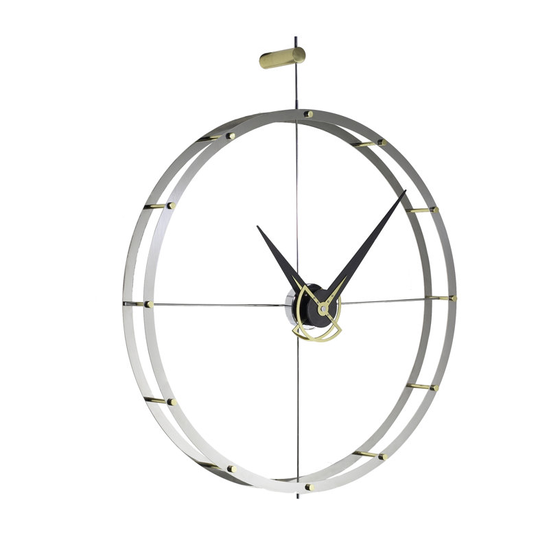 Wood Analog Wall Clock, Silver/Black