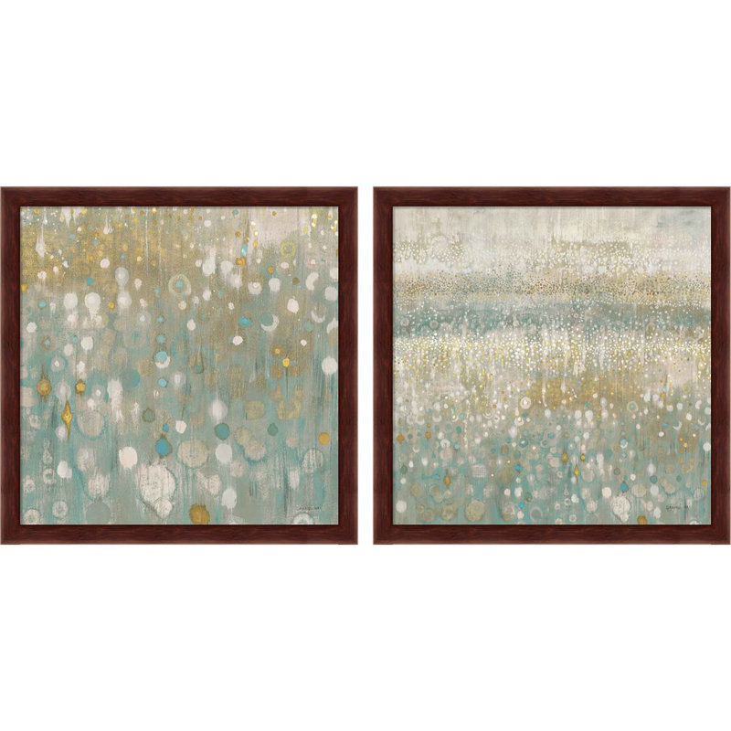 «Rain Abstract Neutral» par Danhui Nai - Ensemble de 2 peintures encadrées