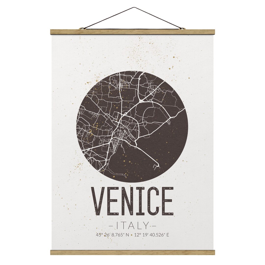 Wandbild Stadtplan Venedig - Retro