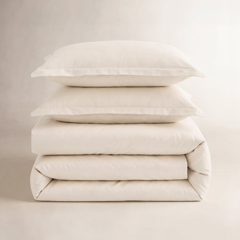 Azreal Cotton Duvet Cover, King Duvet Cover + 2 King Shams, Ivory