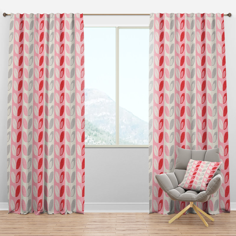Panneau de rideau simple semi-diaphane avec passe-tringle Botanical Design I, l 52 po x L 63 po