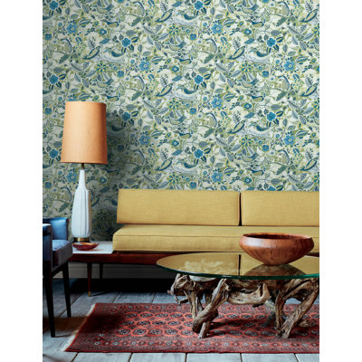 Papier peint Manette Green Birds in the Bush