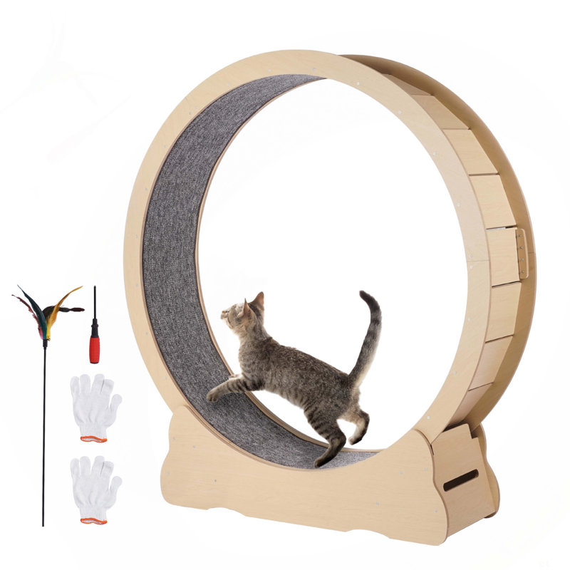 Roue d'exercice en bois pour chat 52 po