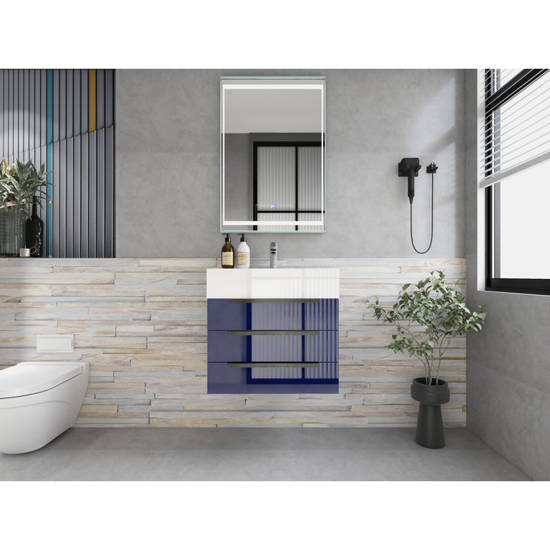 Meuble-lavabo mural simple l 24 po x P 20 po x H 22 po, Bleu marine