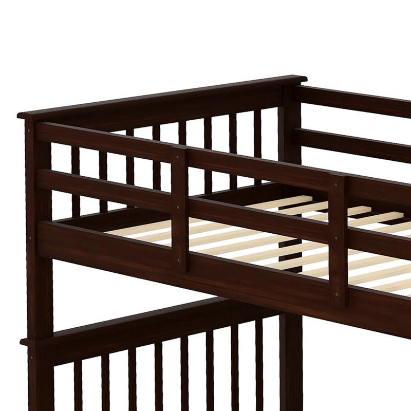 Twintwin Bunk Bed With Storage And Reliable Guard Rail In Spacious Protected For Bedroom, Espresso