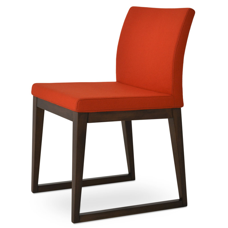 Aria Sled Wood Dining Chair, Orange Wool