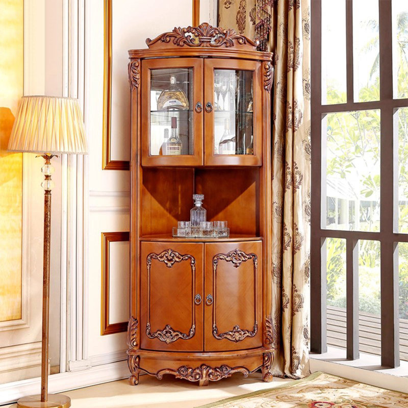 Armoire de coin en bois massif brun, H 78,74 po x l 23,62 po x P 35,43 po, Brun