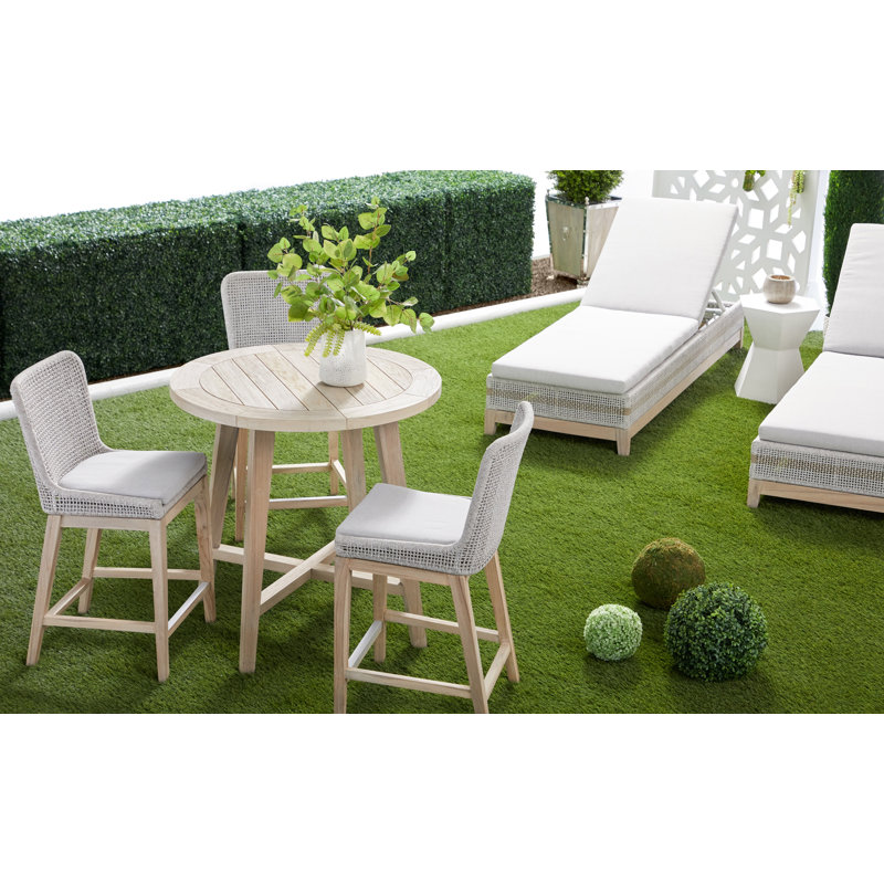 Dorey 39'' Wicker Outdoor Bar Stool with Cushion