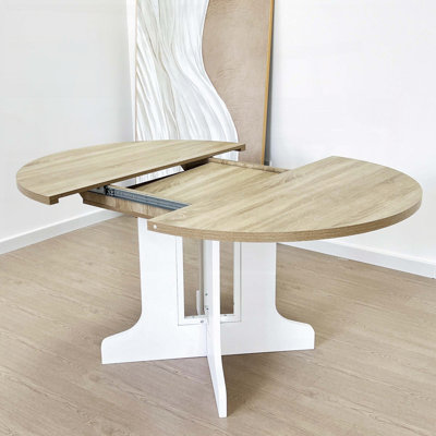 Expandable Oval Farmhouse Dining Table with Removable Leaf