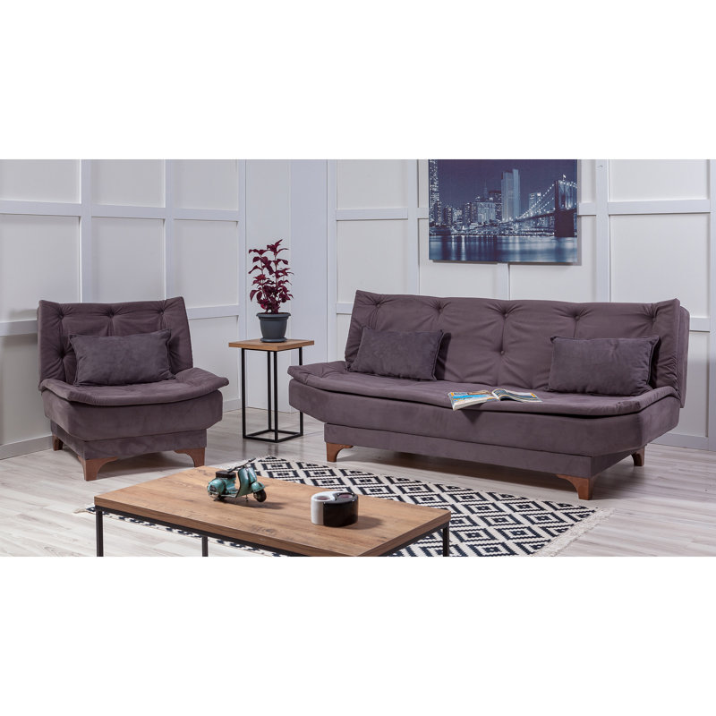 Ensemble de salon inclinable 2 pièces Sutton, 100 % coton anthracite