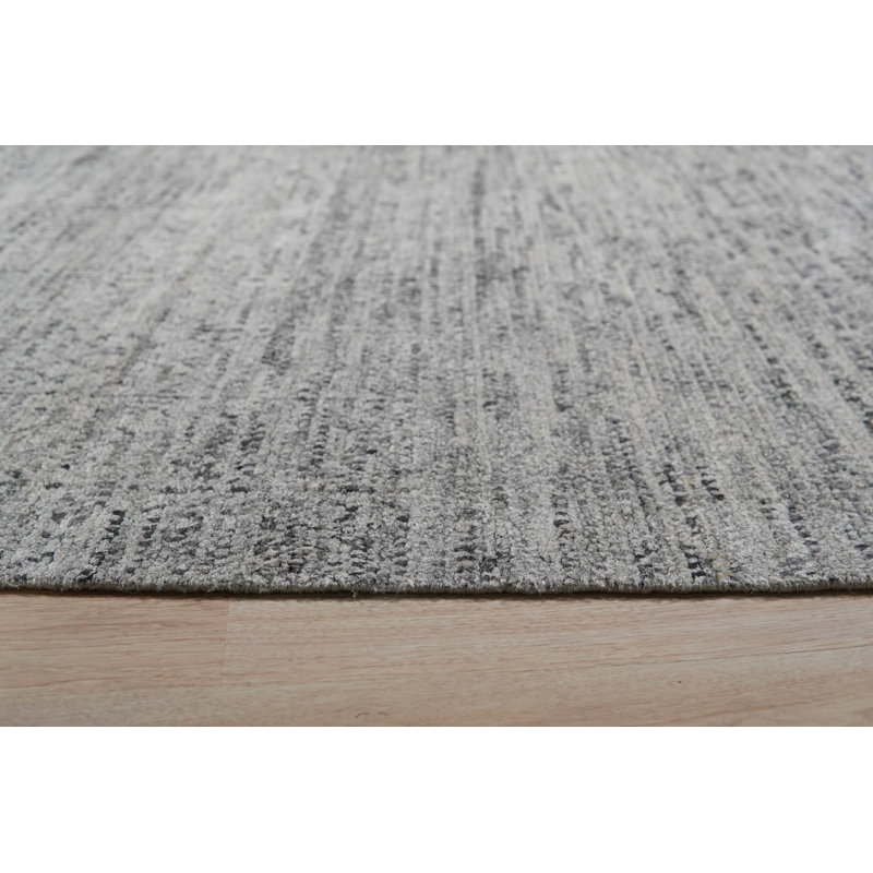 Gray Hand-Knotted Silk Subtle Textured Field Solid Open Modern Contemporary Carpet Rug, 10' x 14'
