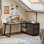 Bureau d'ordinateur profilé avec 3 tiroirs et tablettes de rangement, bureau d'angle réversible pour bureau à domicile