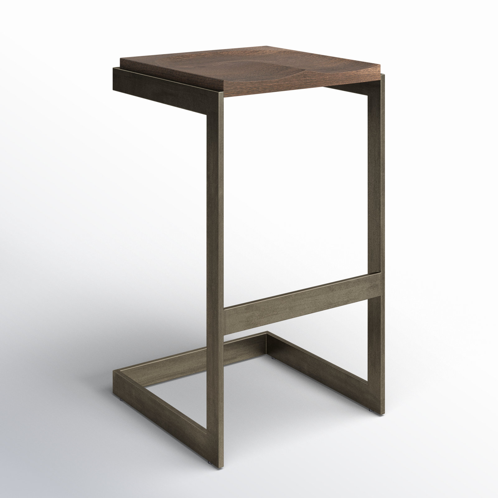 Christina Solid Wood Bar & Counter Stool, Bar Stool (30” Seat Height), Medium Brown/Antique Nickel