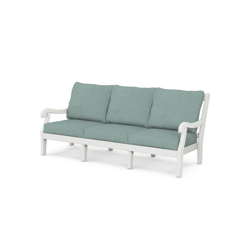 Canapé POLYWOOD x Birch Lane Verlyn, Coussin spa glacier / structure blanche