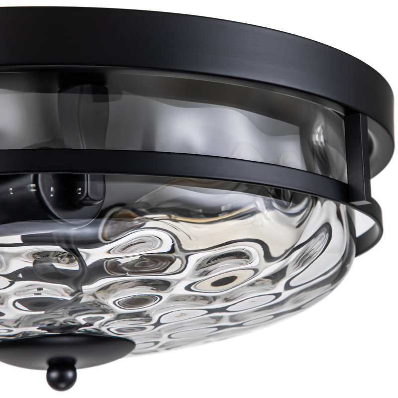 Plafonnier encastré Boatner avec verre martelé transparent, Noir, noir, noir, noir