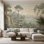 Papier peint pastorale paysage classique jardin terrasse lac avec cygnes décoration murale amovible