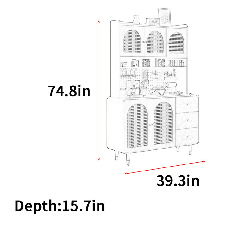 Delanda, 74.8" H x 39.3" W x 15.7" D, Black