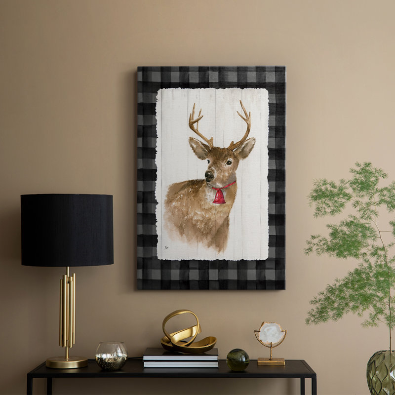 Cerf de Noël des Fêtes - Cavas de galerie, H 48 po x l 32 po