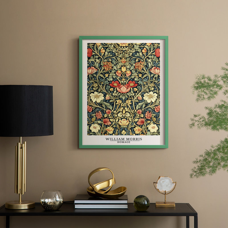 Imprimé encadré en bois massif de la série «CMVI» de William Morris, H 11 po x l 9 po, Vert
