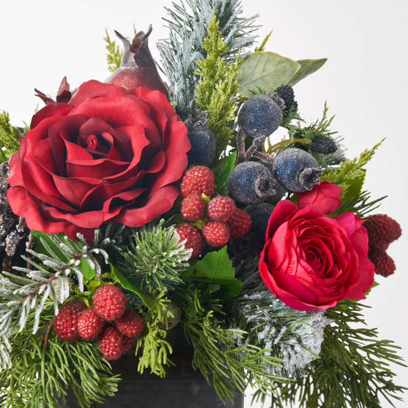 Arrangement floral de roses en pot