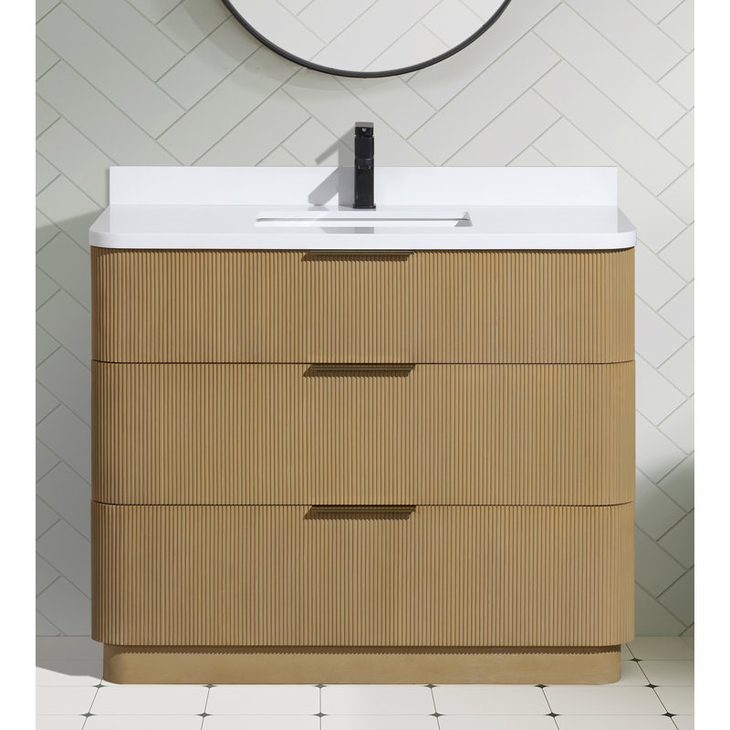 Azam 42'' Single Bathroom Vanity With Engineered Quartz Top