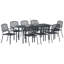 Garden Dining Set Extendable Manual 9 Pcs Gray Large Metal