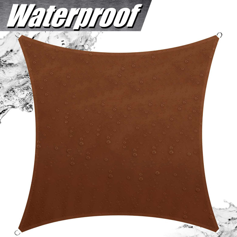 Toile d'ombrage carrée imperméable 9,5 pi x 9,5 pi, Brun, 14 pi x 14 pi