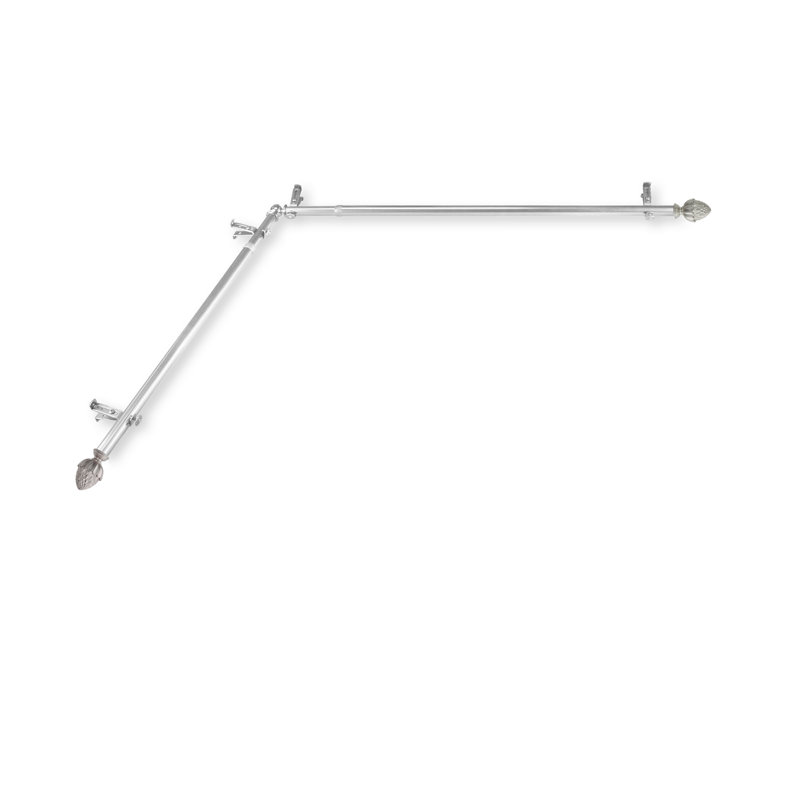Tringle à rideaux simple pour fenêtre de coin Quinten, 48 po à 84 po, Nickel satiné